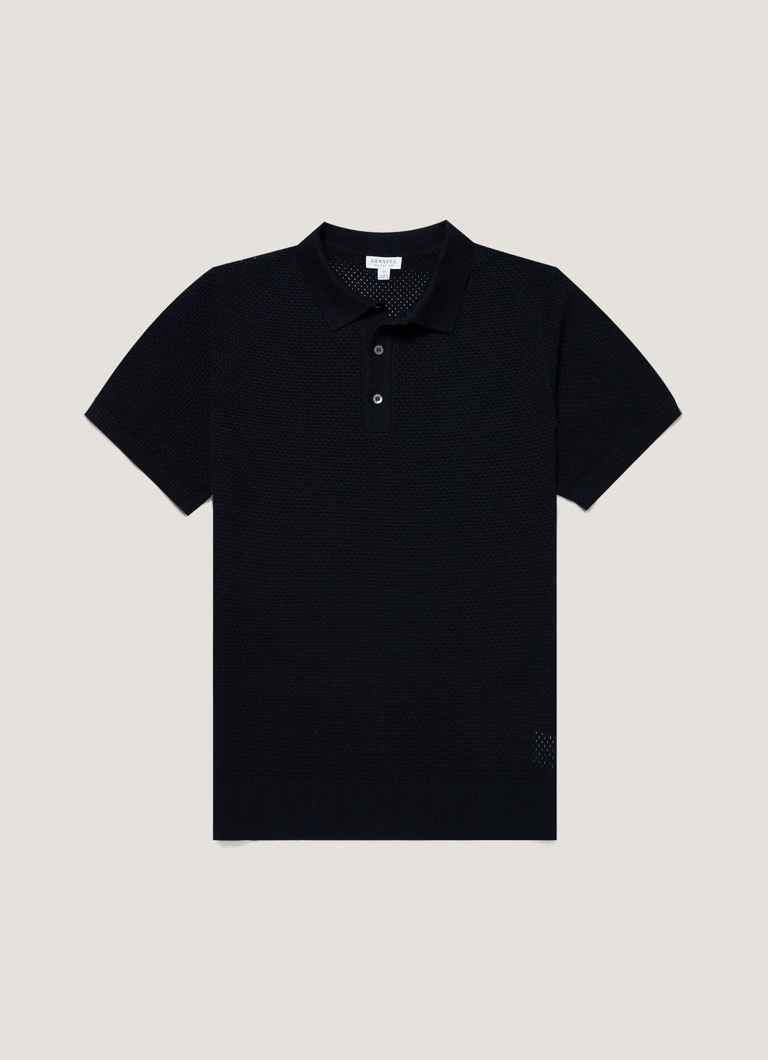 Men's Cotton Mesh Polo Shirt in Navy