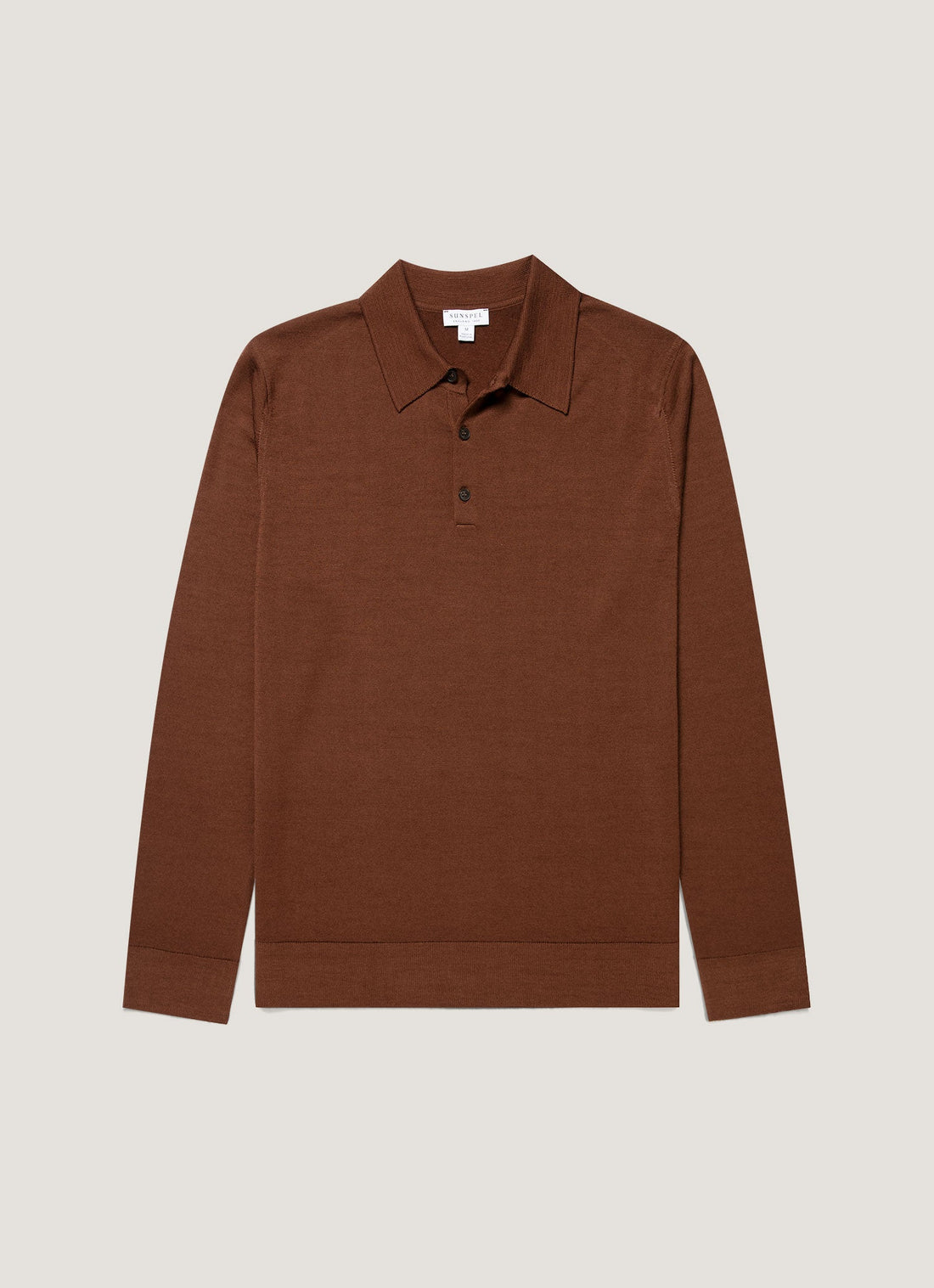 Men's Extra-Fine Merino Knitted Polo Shirt in Chestnut
