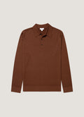 Men's Extra-Fine Merino Knitted Polo Shirt in Chestnut