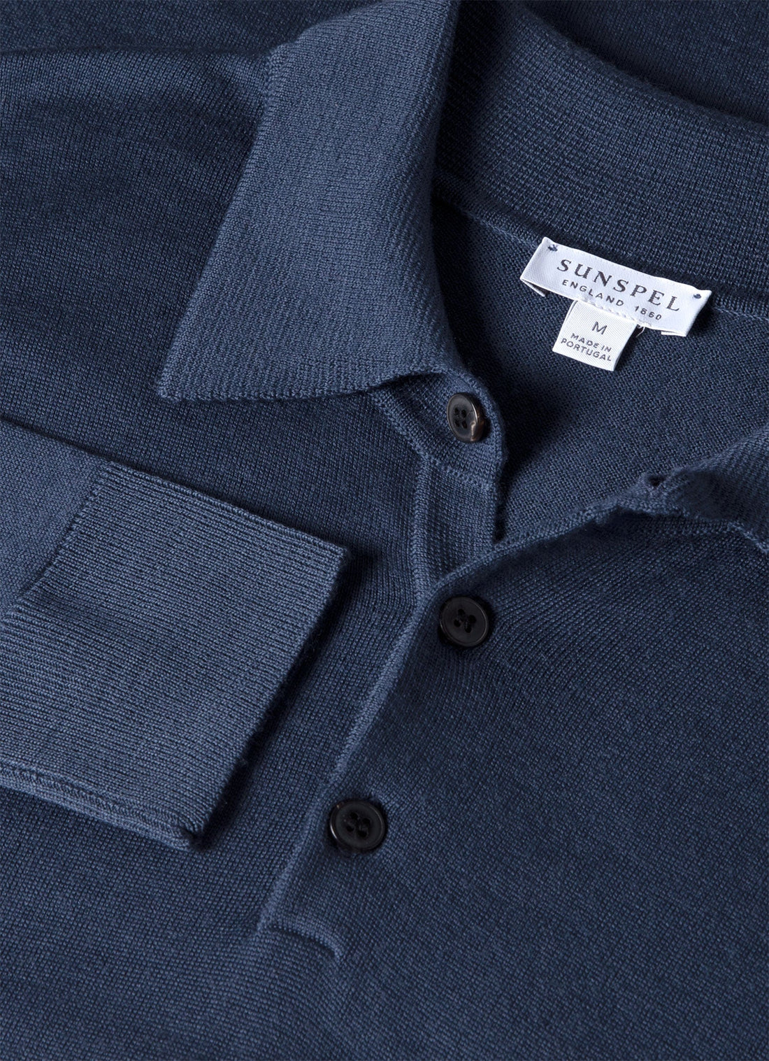 Men's Extra-Fine Merino Knitted Polo Shirt in Slate Blue