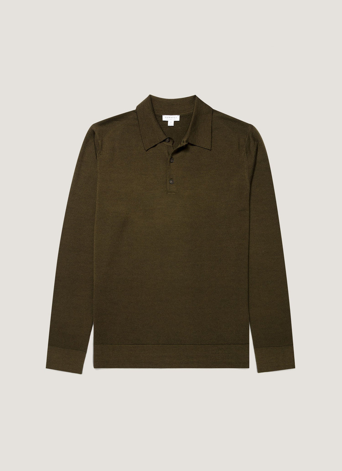 Men's Extra-Fine Merino Knitted Polo Shirt in Loden Green