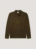 Men's Extra-Fine Merino Knitted Polo Shirt in Loden Green