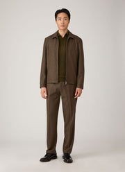 Men's Extra-Fine Merino Knitted Polo Shirt in Loden Green