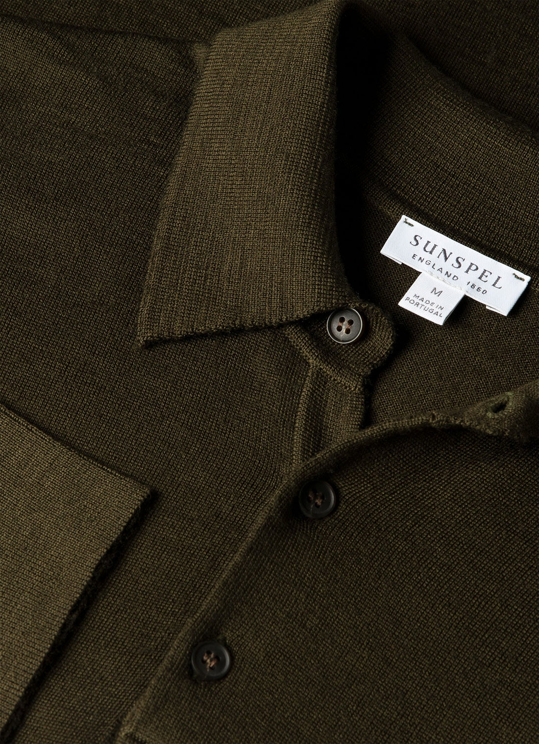 Men's Extra-Fine Merino Knitted Polo Shirt in Loden Green