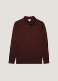 Men's Extra-Fine Merino Knitted Polo Shirt in Bakelite