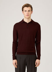 Men's Extra-Fine Merino Knitted Polo Shirt in Bakelite