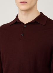 Men's Extra-Fine Merino Knitted Polo Shirt in Bakelite