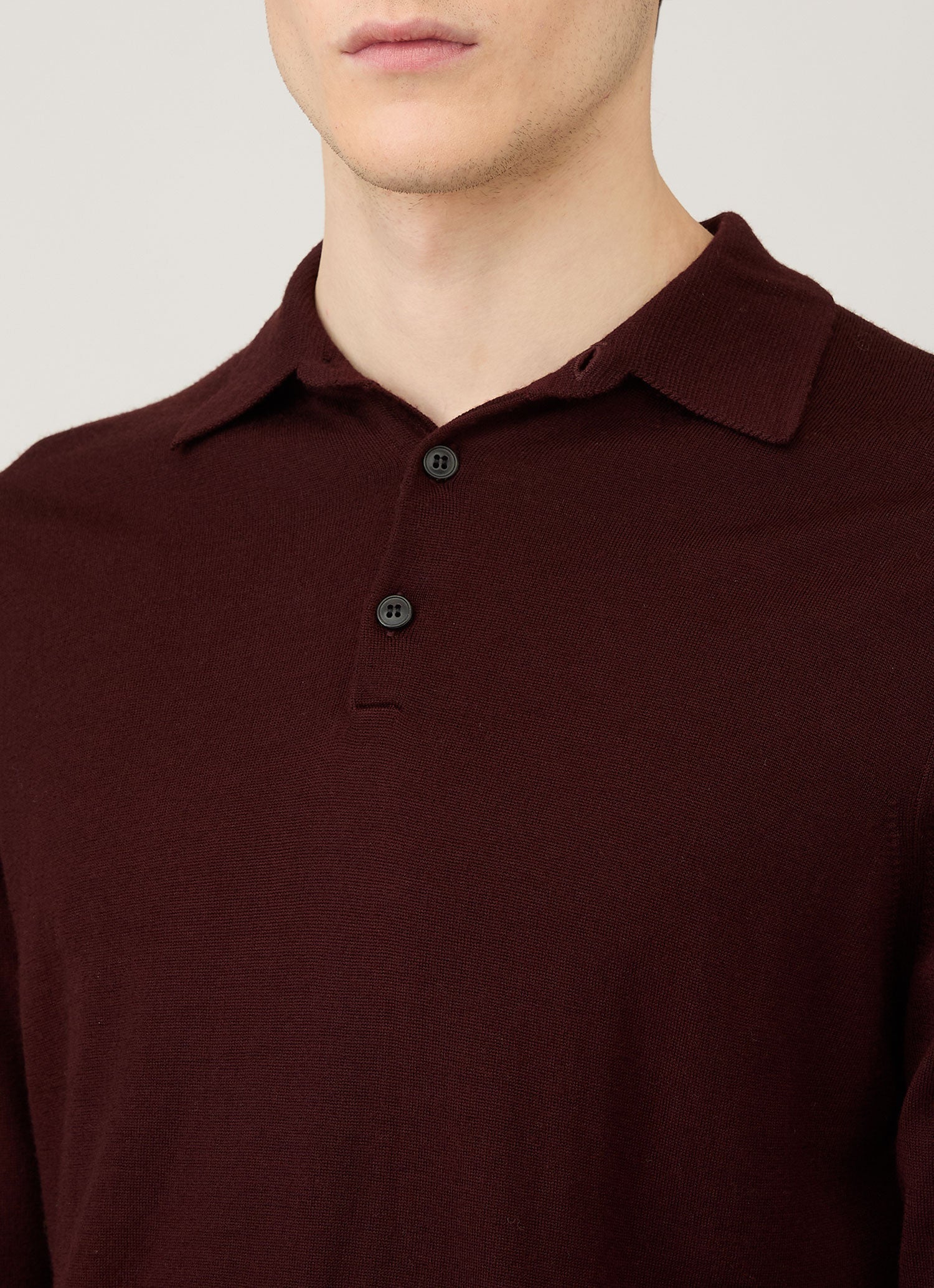 Men's Extra-Fine Merino Knitted Polo Shirt in Bakelite