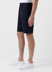 Men's Cotton Linen Drawstring Shorts in Navy