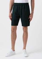 Men's Cotton Linen Drawstring Shorts in Seaweed