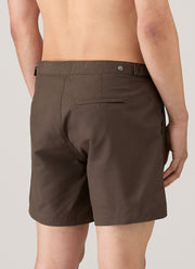 Men's Tailored Swim Shorts in Dark Walnut