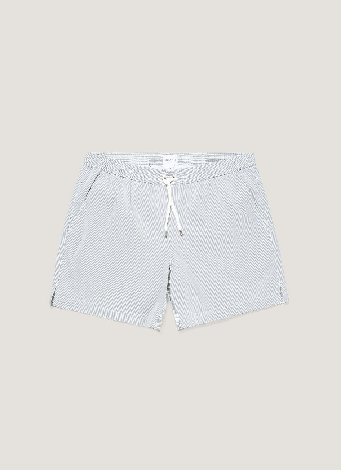 Men's Drawstring Swim Shorts in Navy/White