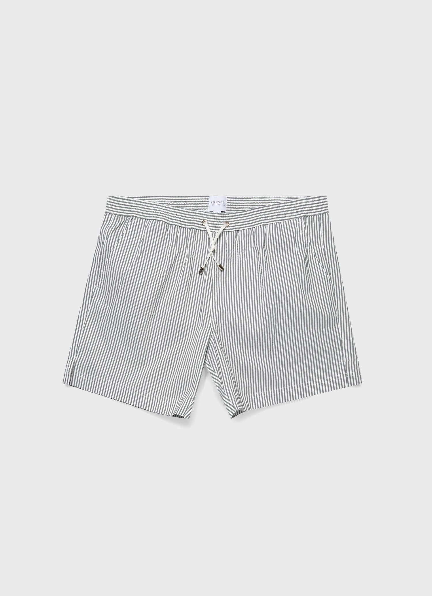 Men's Drawstring Swim Shorts in Dusk Green/White