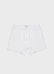Men's Superfine Cotton Two-Button Shorts in White