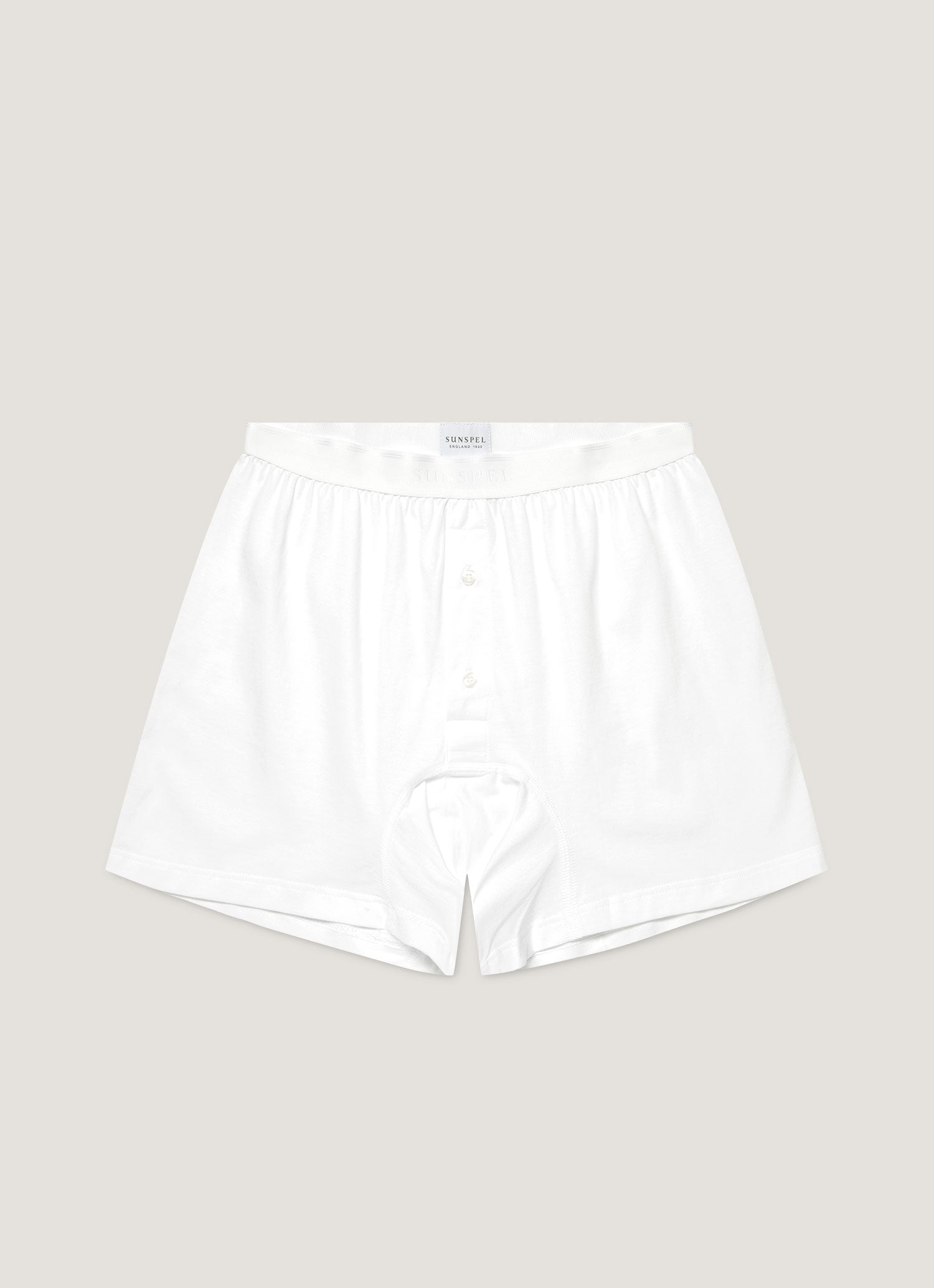 Men's Superfine Cotton Two-Button Boxer Briefs in White