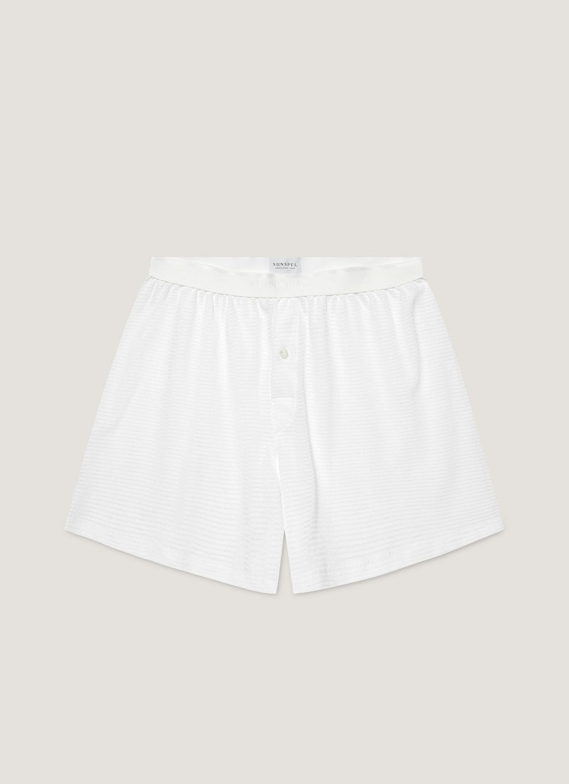 Men's Cellular Cotton One-Button Boxer Shorts in White