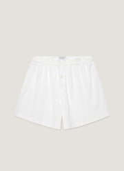 Men's Cellular Cotton One-Button Boxer Shorts in White
