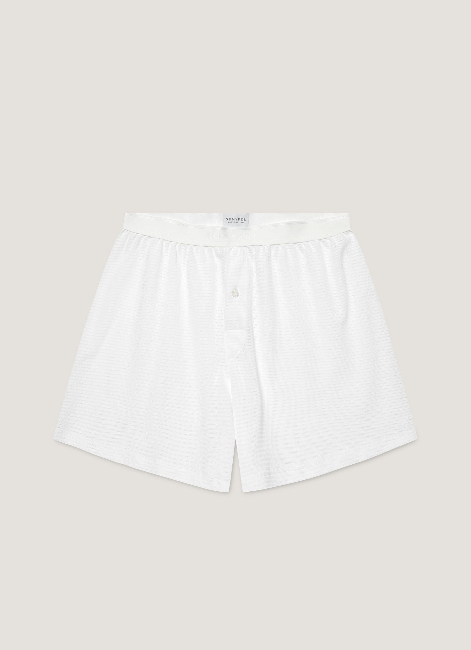 Men's Cellular Cotton One-Button Boxer Shorts in White