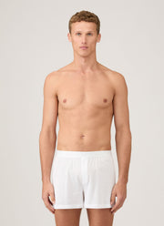 Men's Cellular Cotton One-Button Boxer Shorts in White
