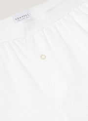 Men's Cellular Cotton One-Button Boxer Shorts in White