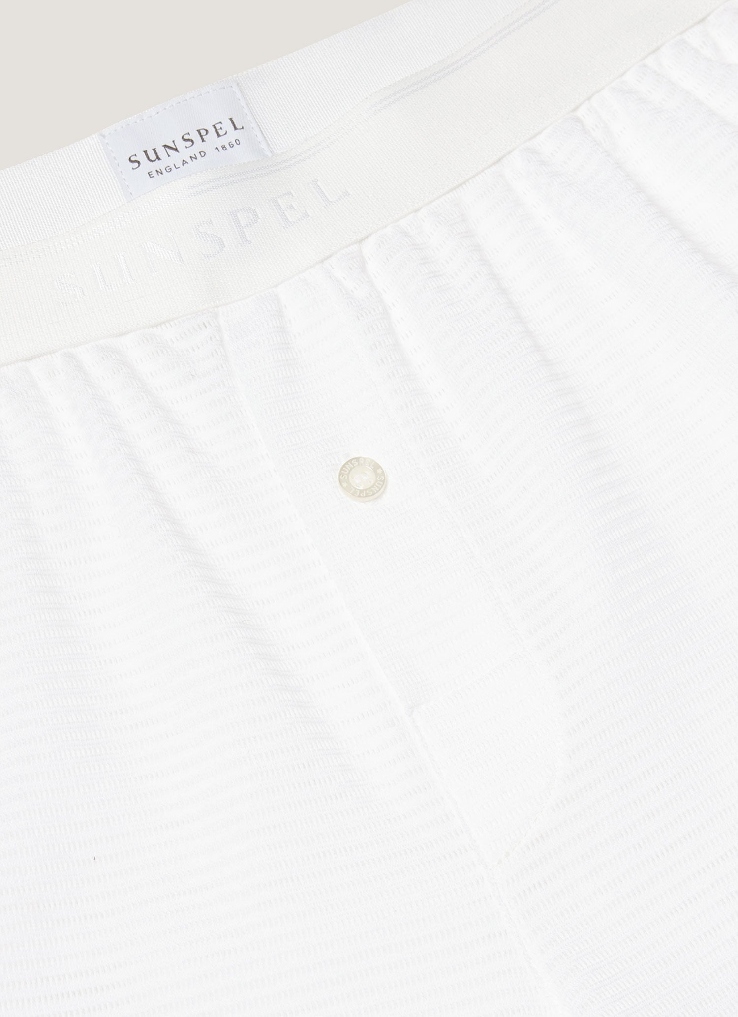 Men's Cellular Cotton One-Button Boxer Shorts in White