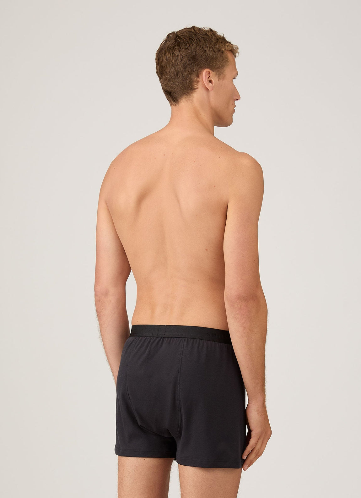 Men's Sea Island Cotton One-Button Boxer Short in Black