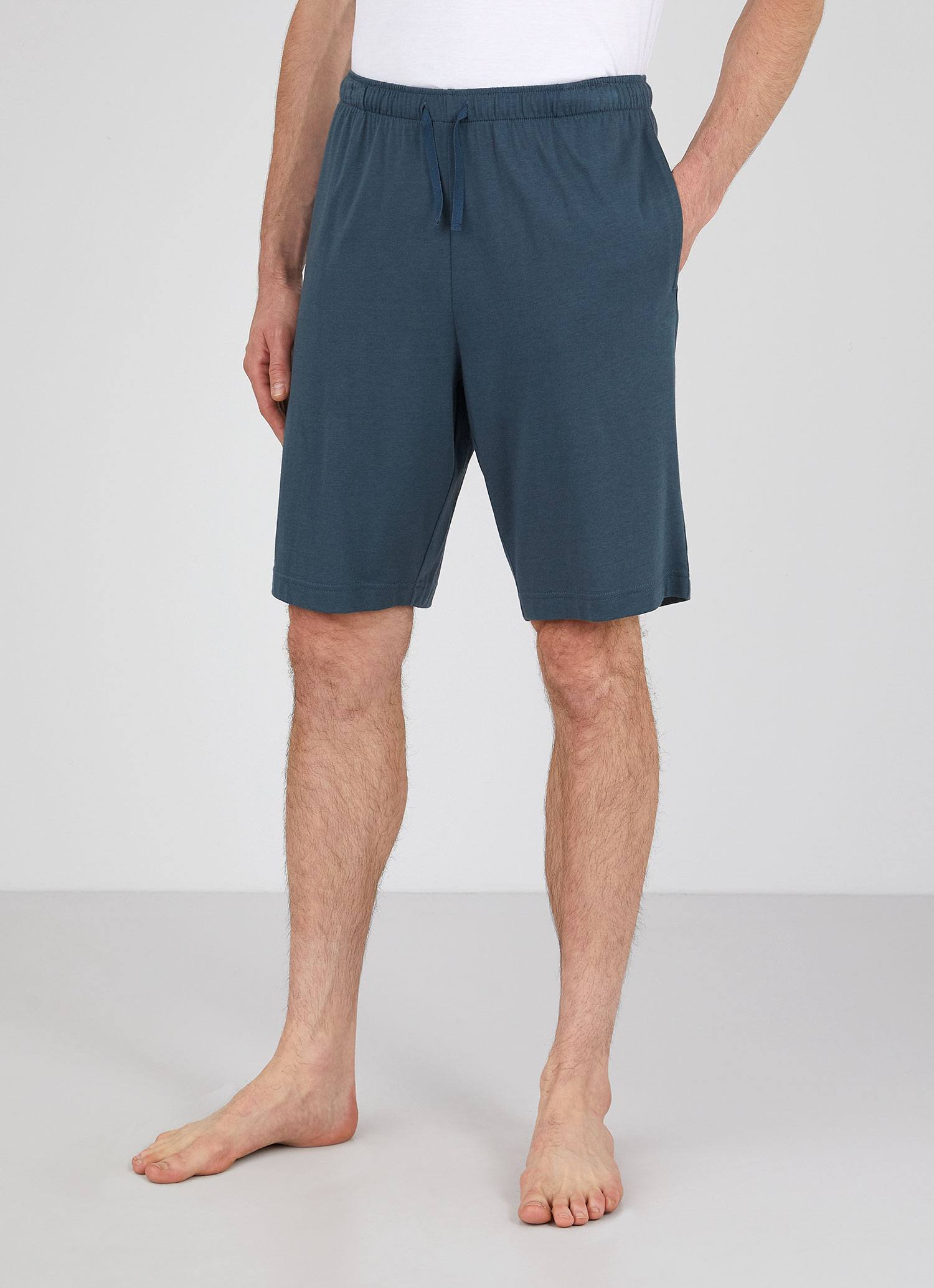 Men's Cotton Modal Lounge Shorts in Dark Petrol