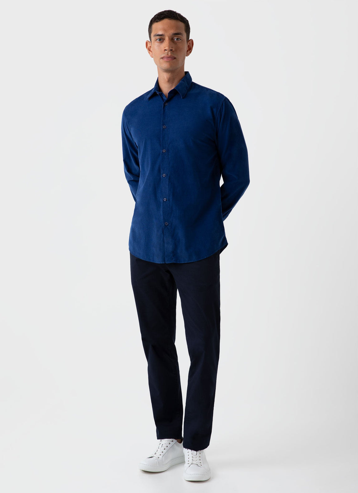 Men's Fine Cord Shirt in Space Blue