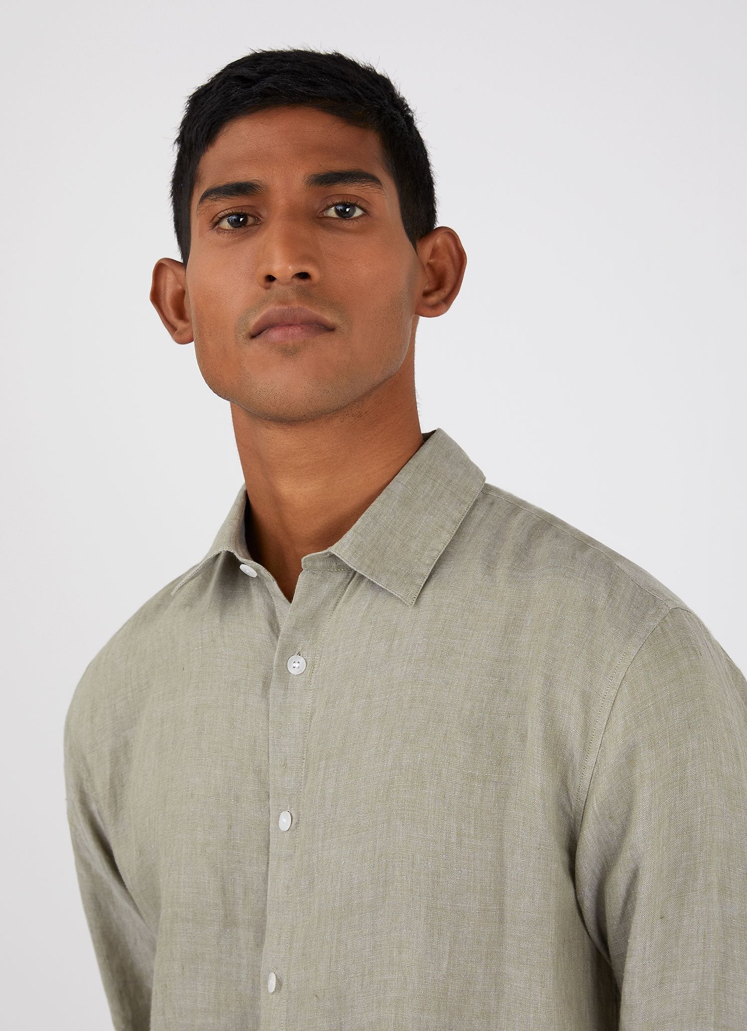 Men's Linen Shirt in Stone