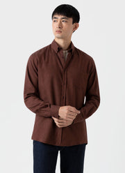 Men's Button Down Flannel Shirt in Pecan Melange