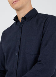 Men's Button Down Flannel Shirt in Navy Melange