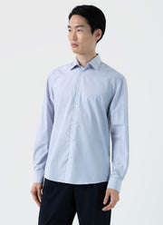 Men's Sea Island Cotton Shirt in Navy/White Fine Stripe