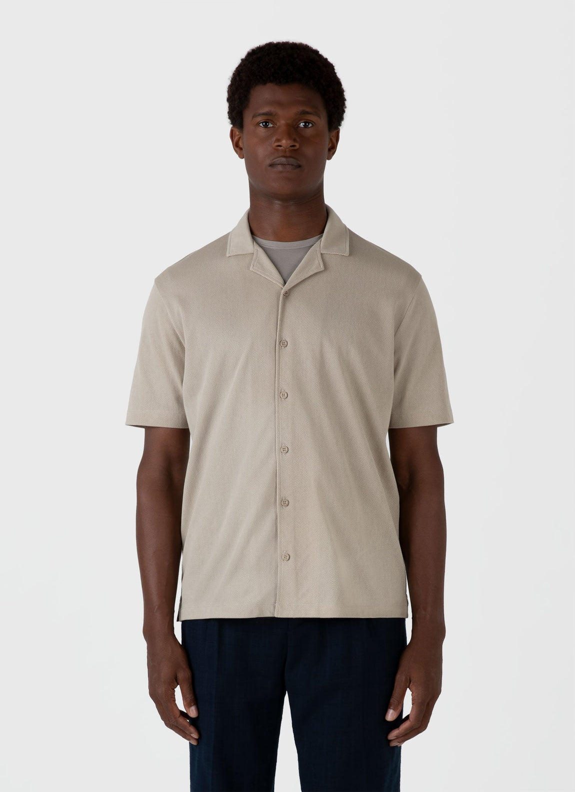 Men's Riviera Camp Collar Shirt in Ash Grey