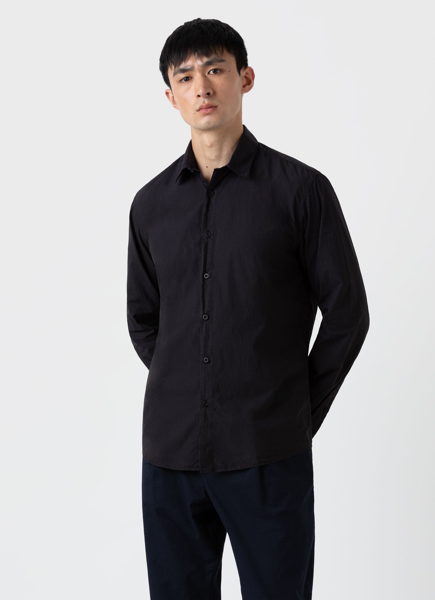 Men's Lightweight Poplin Shirt in Black