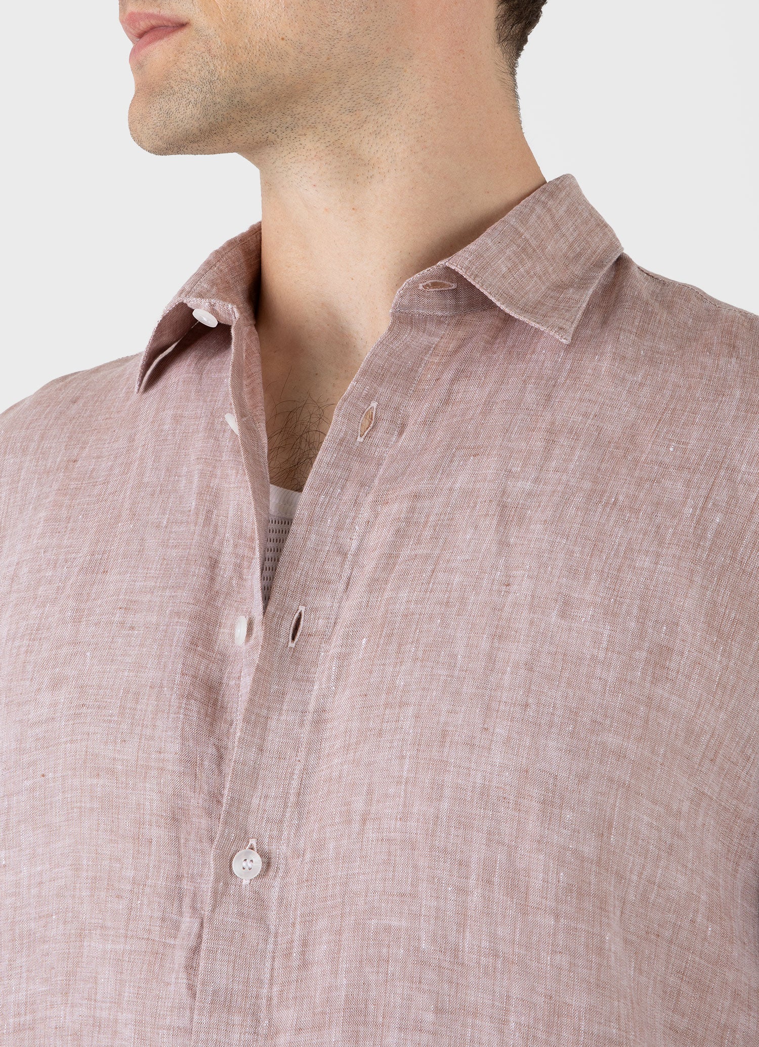 Men's Linen Shirt in Light Brown