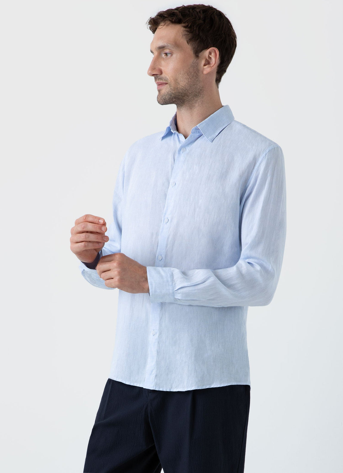 Men's Linen Shirt in Light Blue