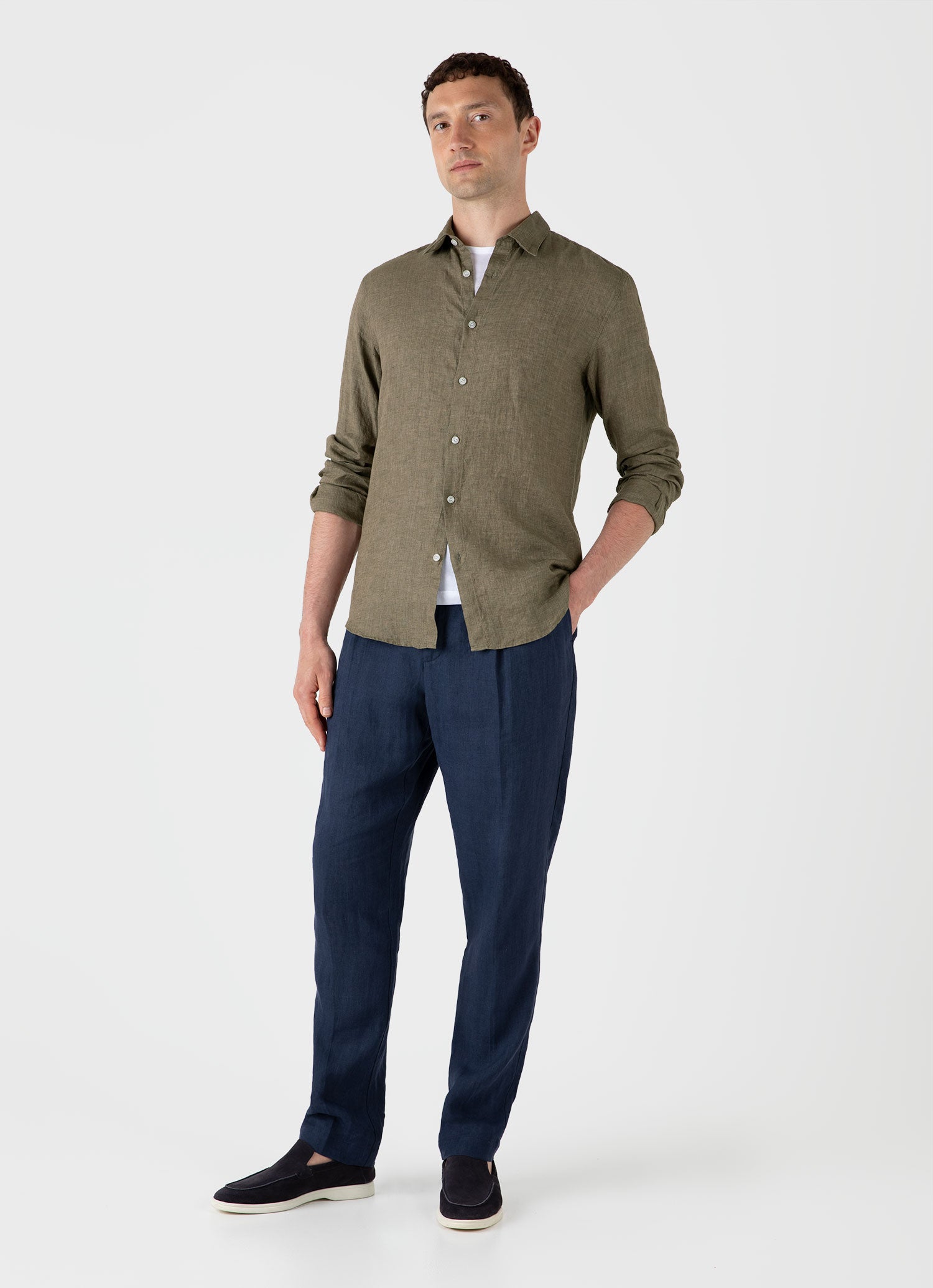 Men's Linen Shirt in Khaki