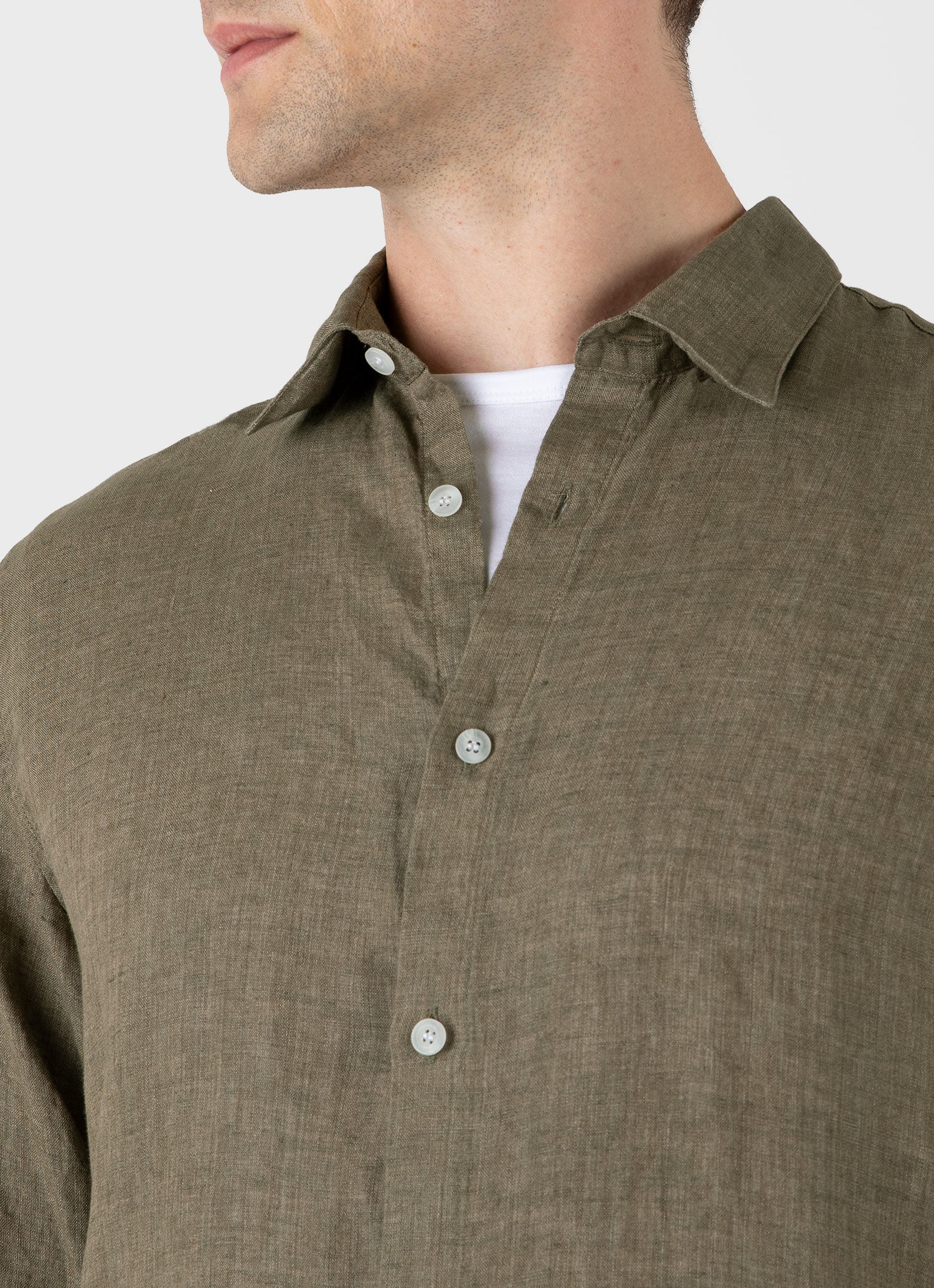 Men's Linen Shirt in Khaki