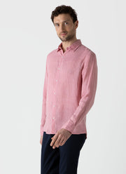 Men's Linen Shirt in Shell Pink