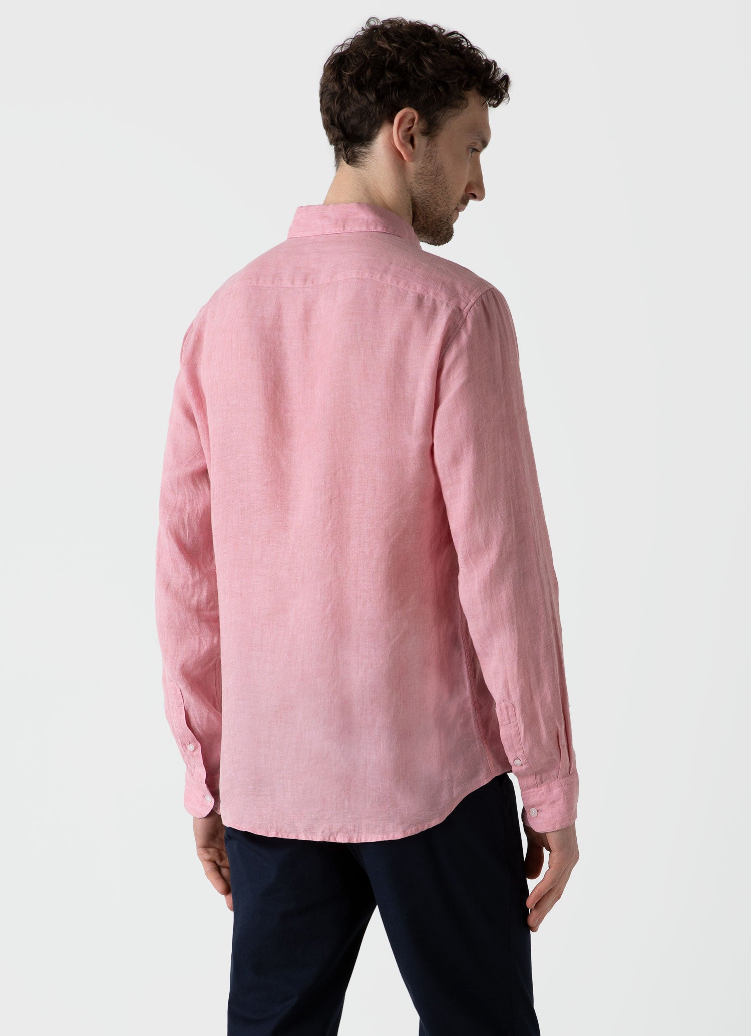 Men's Linen Shirt in Shell Pink