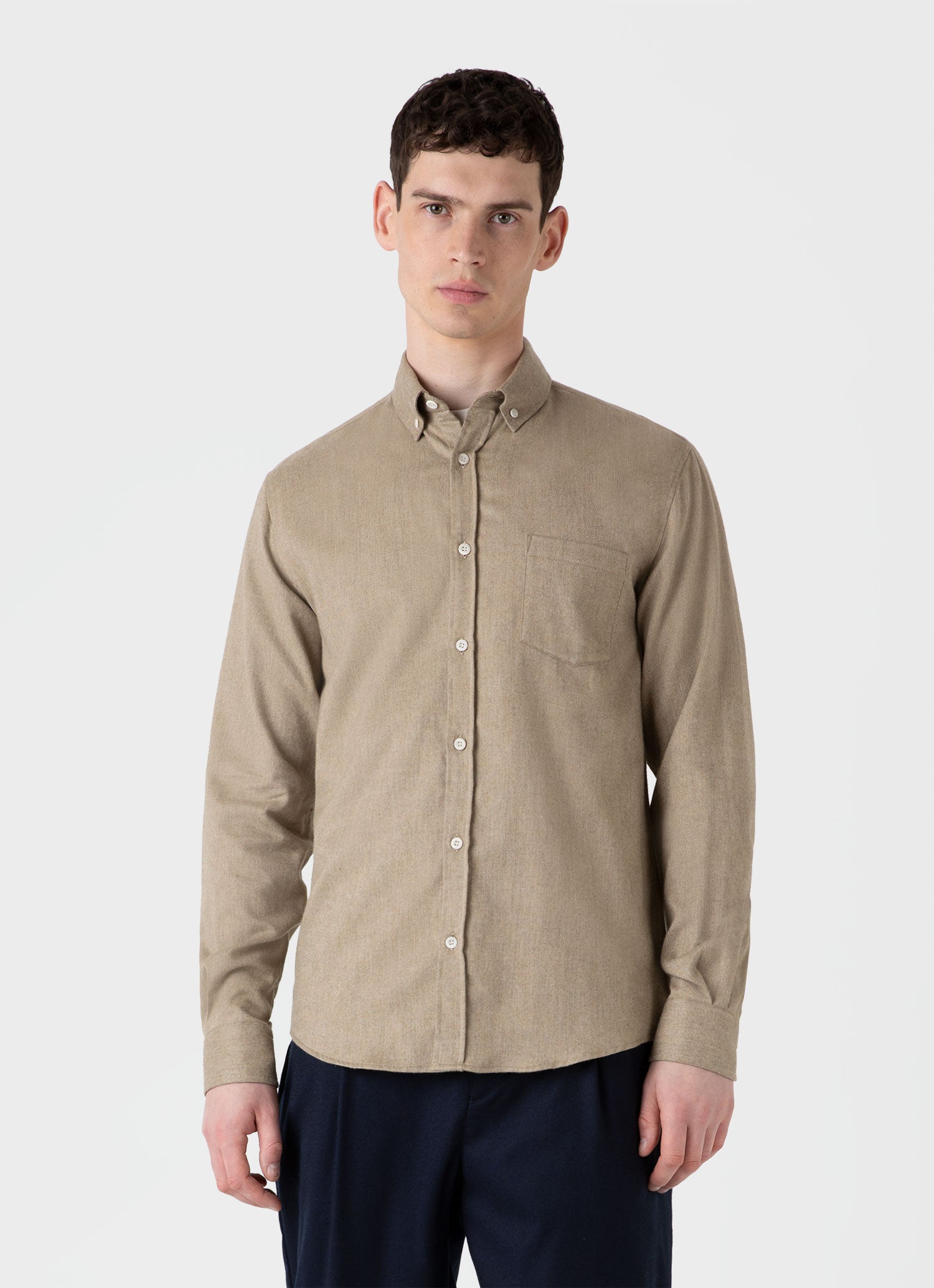 Men's Button Down Flannel Shirt in Sandstone