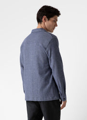 Men's Heavy Flannel Overshirt in Blue Melange