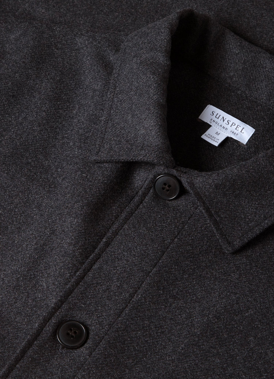 Men's Wool Twill Overshirt in Charcoal Melange