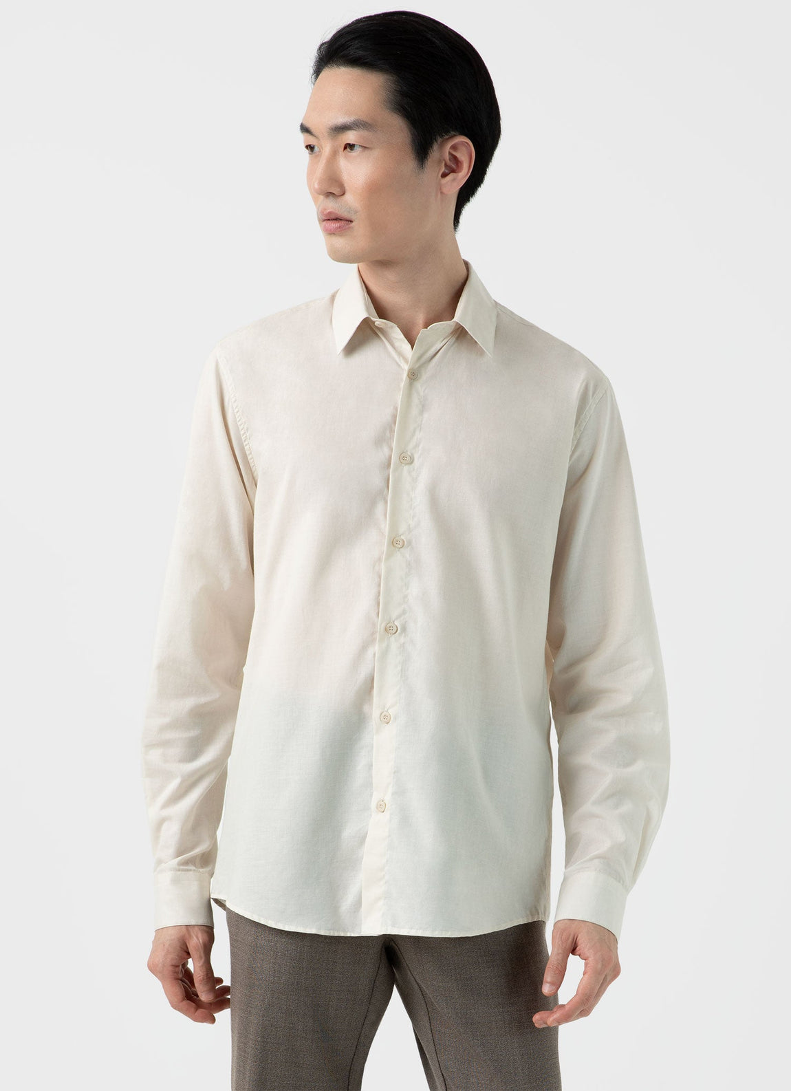 Men's Cotton Cashmere Shirt in Ecru