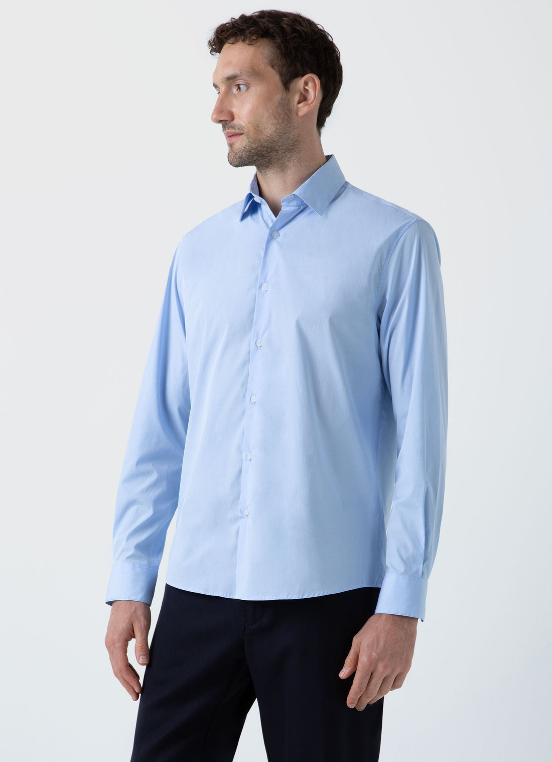 Men's Cotton Stretch Shirt in Light Blue