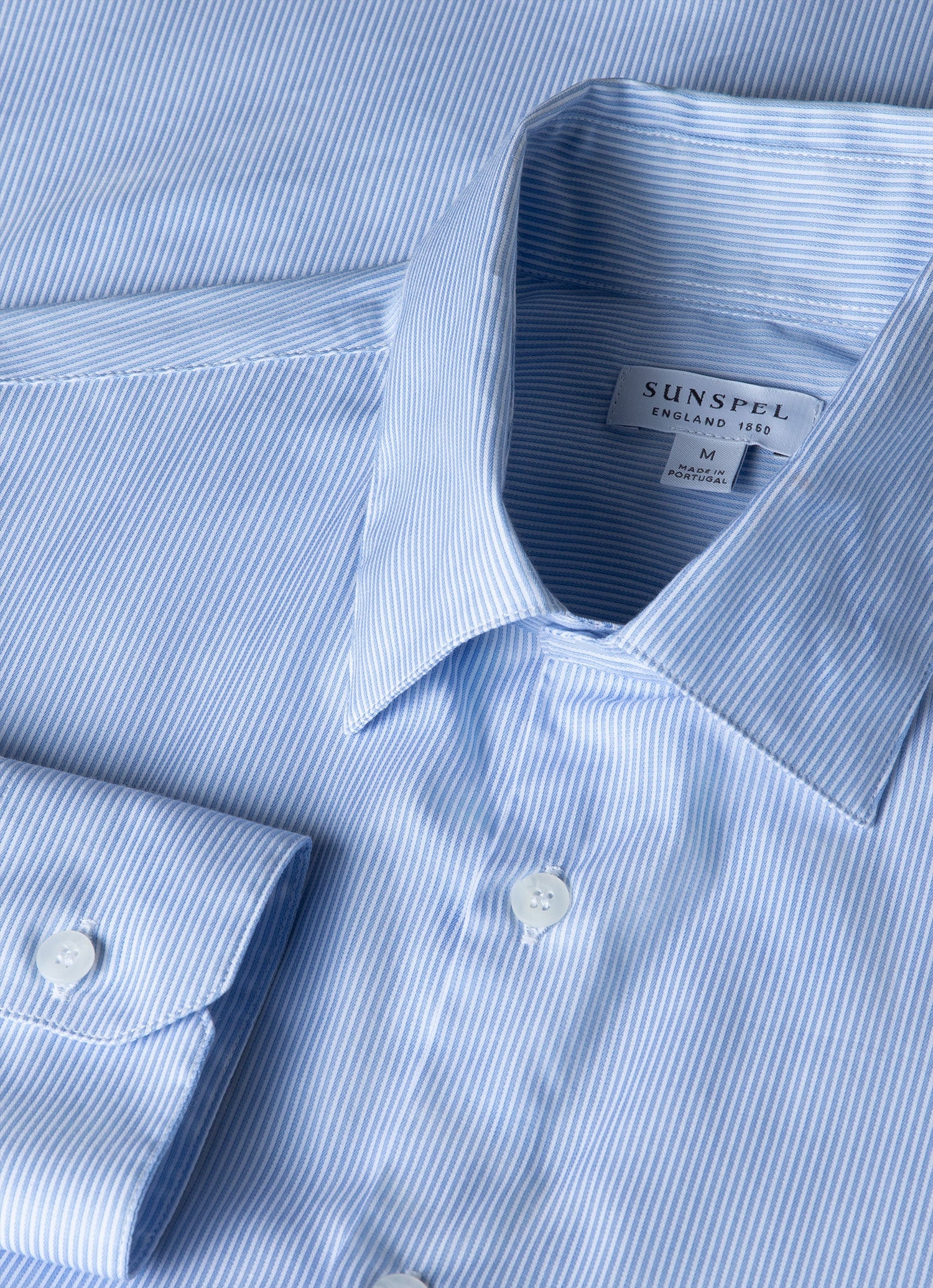 Men's Cotton Stretch Shirt in Light Blue/White