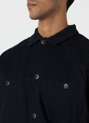 Men's Brushed Cotton Wool Overshirt in Navy