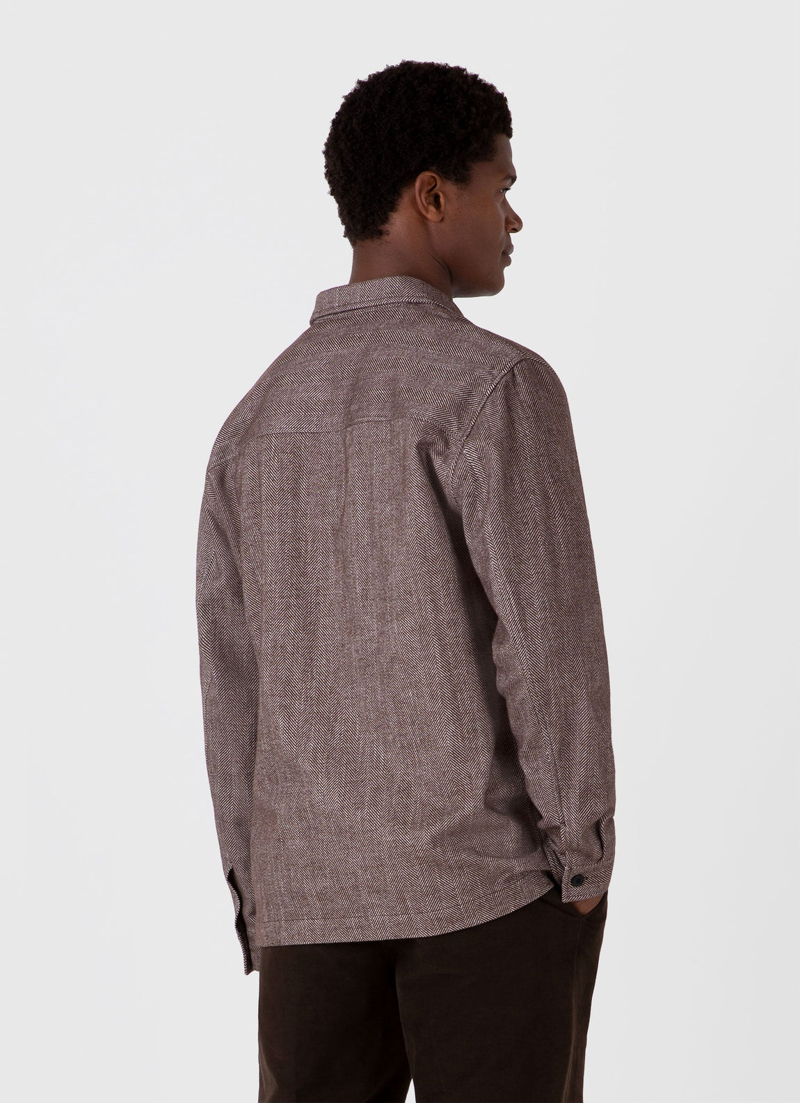 Men's Herringbone Overshirt in Light Brown