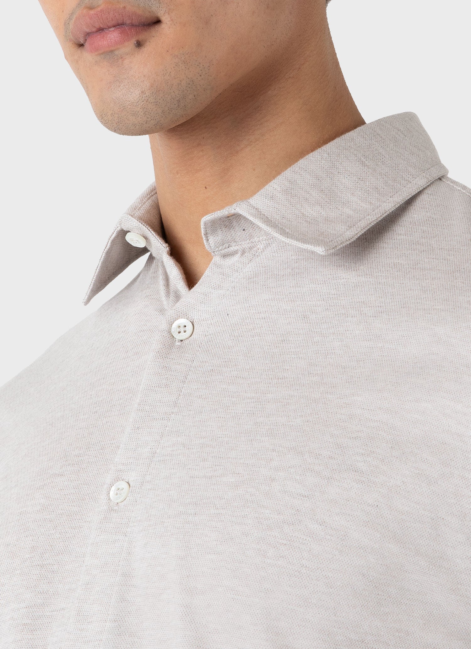 Men's Cotton Cashmere Piqué Shirt in Putty Melange