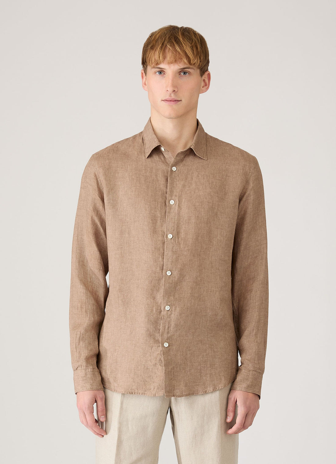 Men's Linen Shirt in Walnut